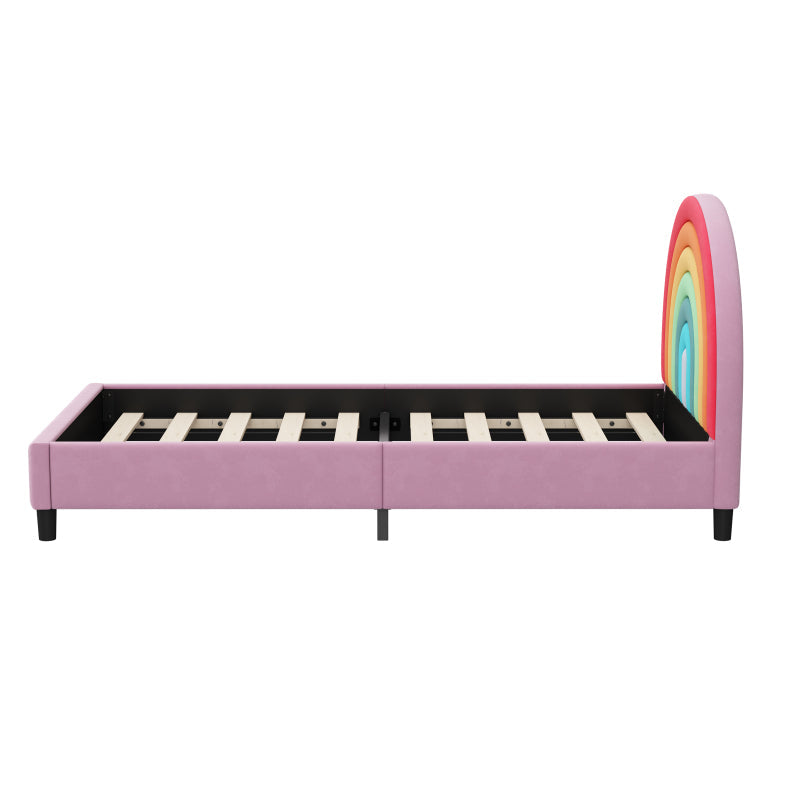Rainbow Princess Twin Bed – Colorful Upholstered Frame for Kids