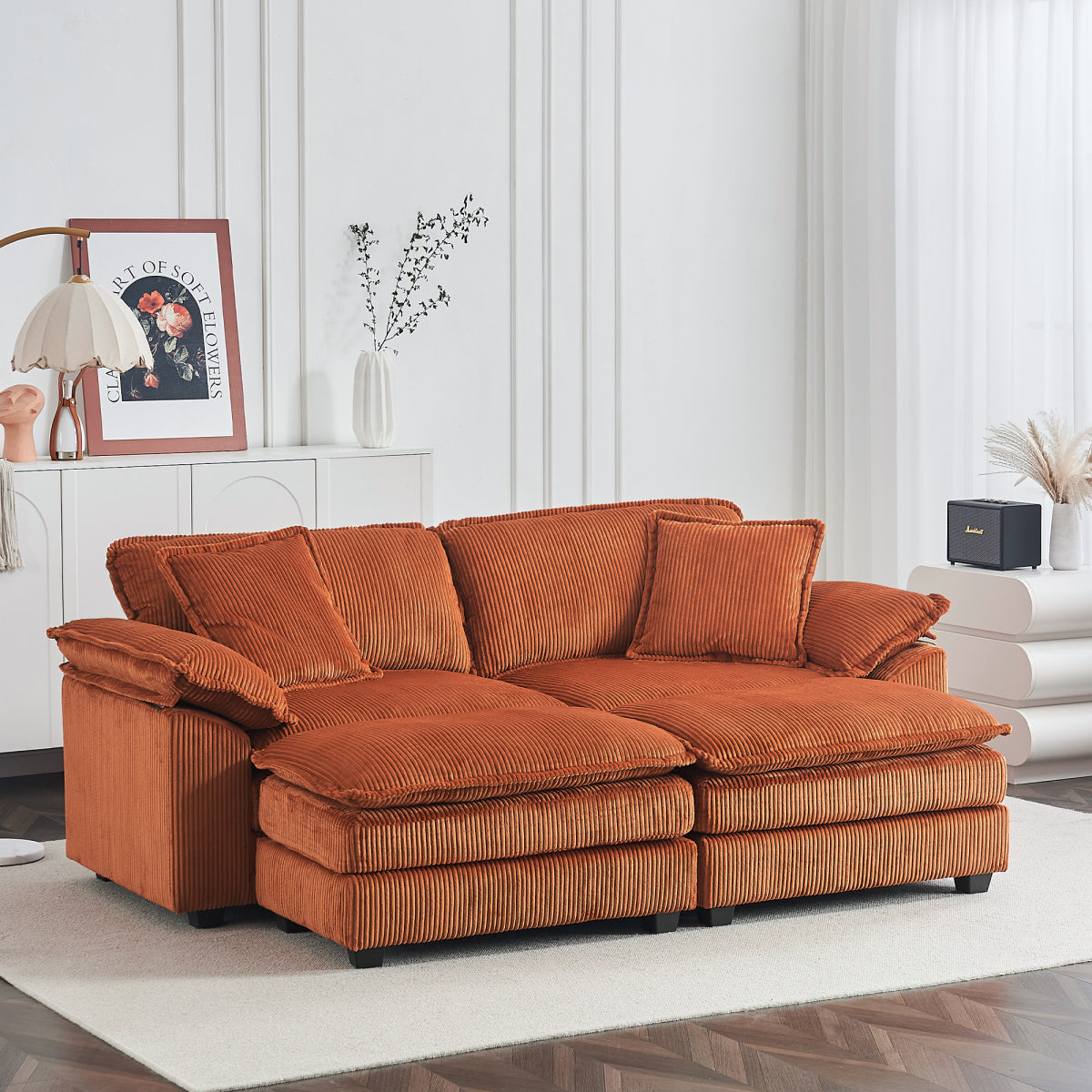 84.6'' Oversized Modular Combo Sofa with Ottoman