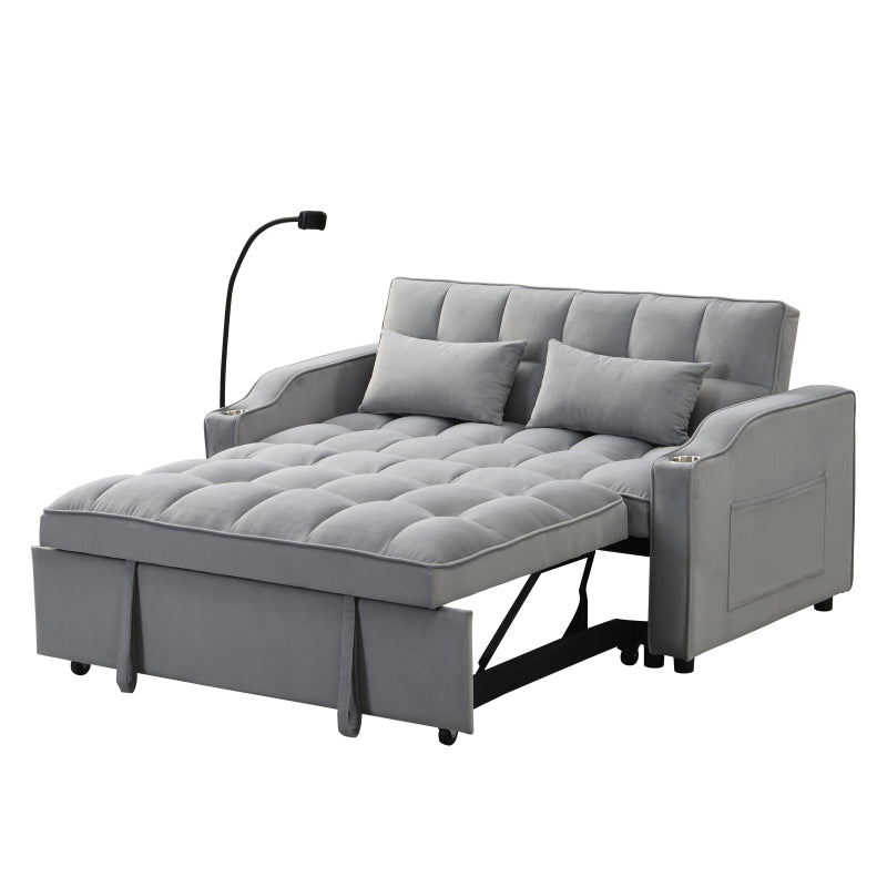 Modern Sofa Couch w/Pullout Bed,Small  with adjustable Reclining Backrest