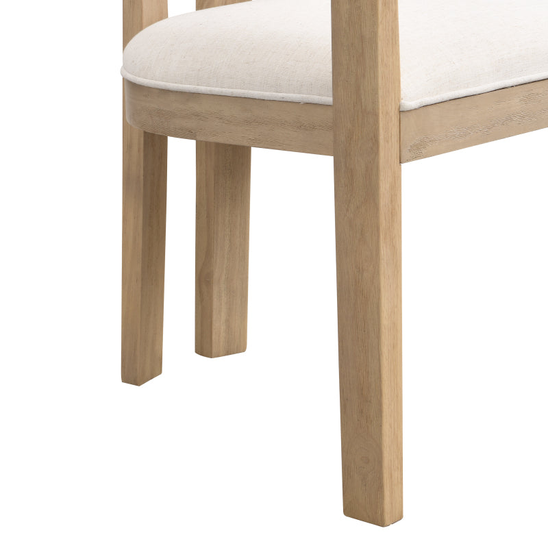 Dining Chair With Armrest-Light Ash+Beige
