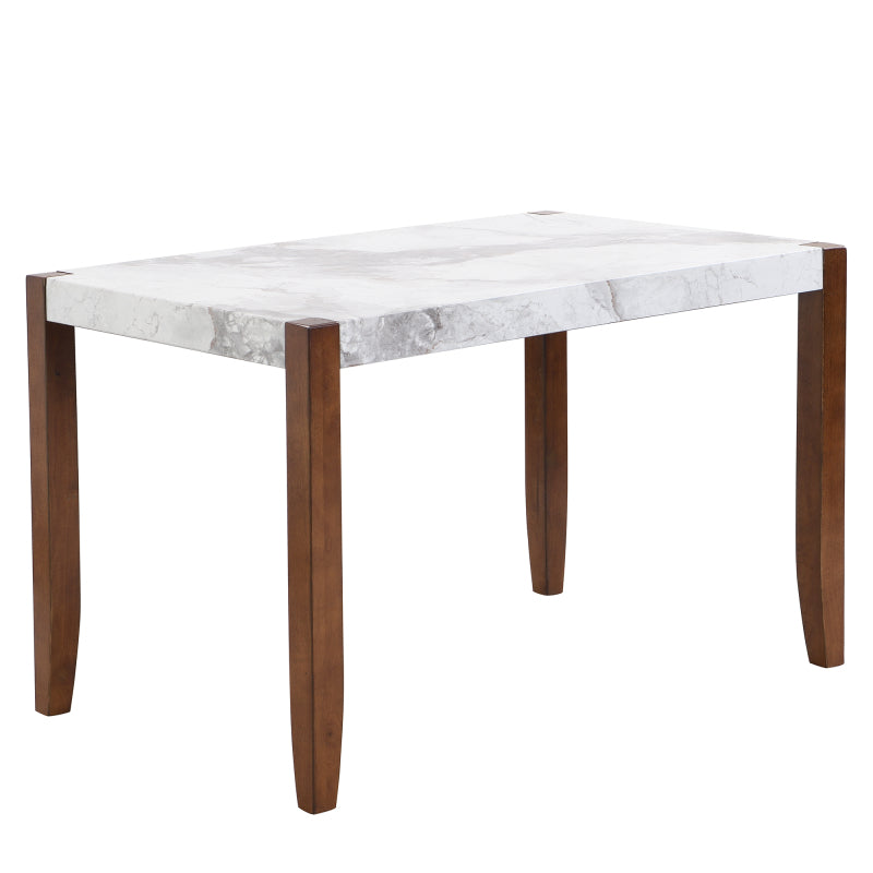 4-Piece Modern Dining Set - Faux Marble Table with 2 Chairs & Bench