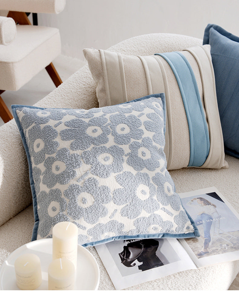 Vintage  Cartoon Cream Blue Cushion Pillow Sofa  Pillow Cover Bed