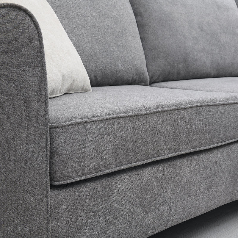 91" Modern L-Shape Sectional Sofa - Upholstered Couch with 3 Pillows