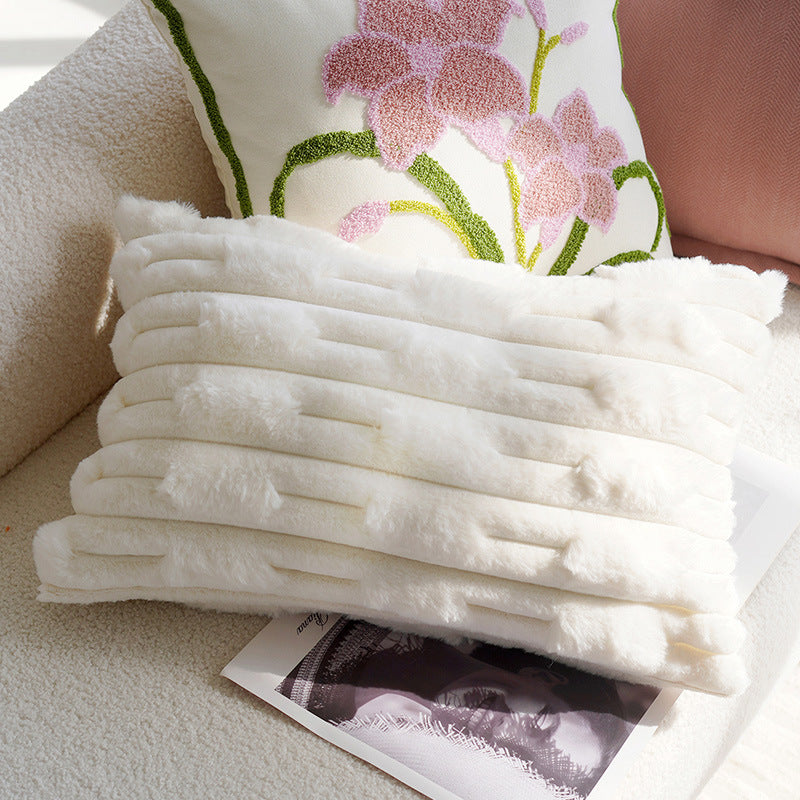 Ins Style Pink Cute Rabbit Pillowcase for Children's Bedroom Headboard Cushion Living Room Sofa Round Pillow