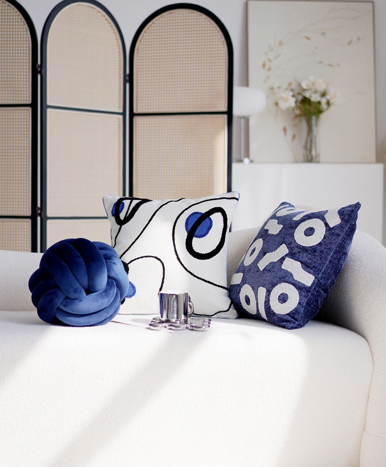 Original Simple Modern Blue High-End Luxury Sofa Living Room Pillow Cover Cushion Pillow Model Room Homestay Bed