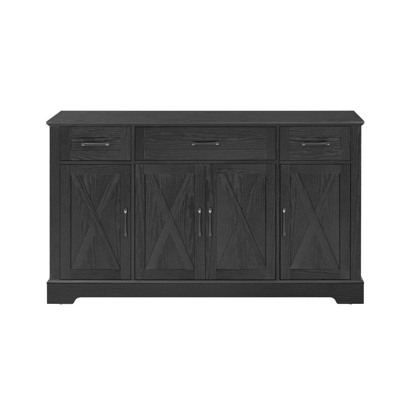 Black Farmhouse Buffet Sideboard with Door Shelves