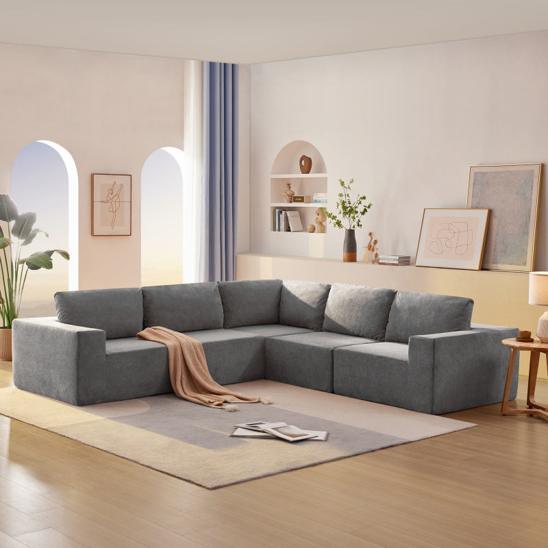 109" Modular L-Shape Sectional Sofa Set - 2PC Living Room Couch, Cream