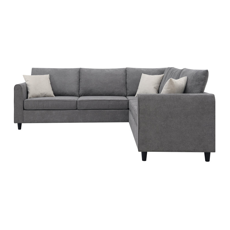 91" Modern L-Shape Sectional Sofa - Upholstered Couch with 3 Pillows