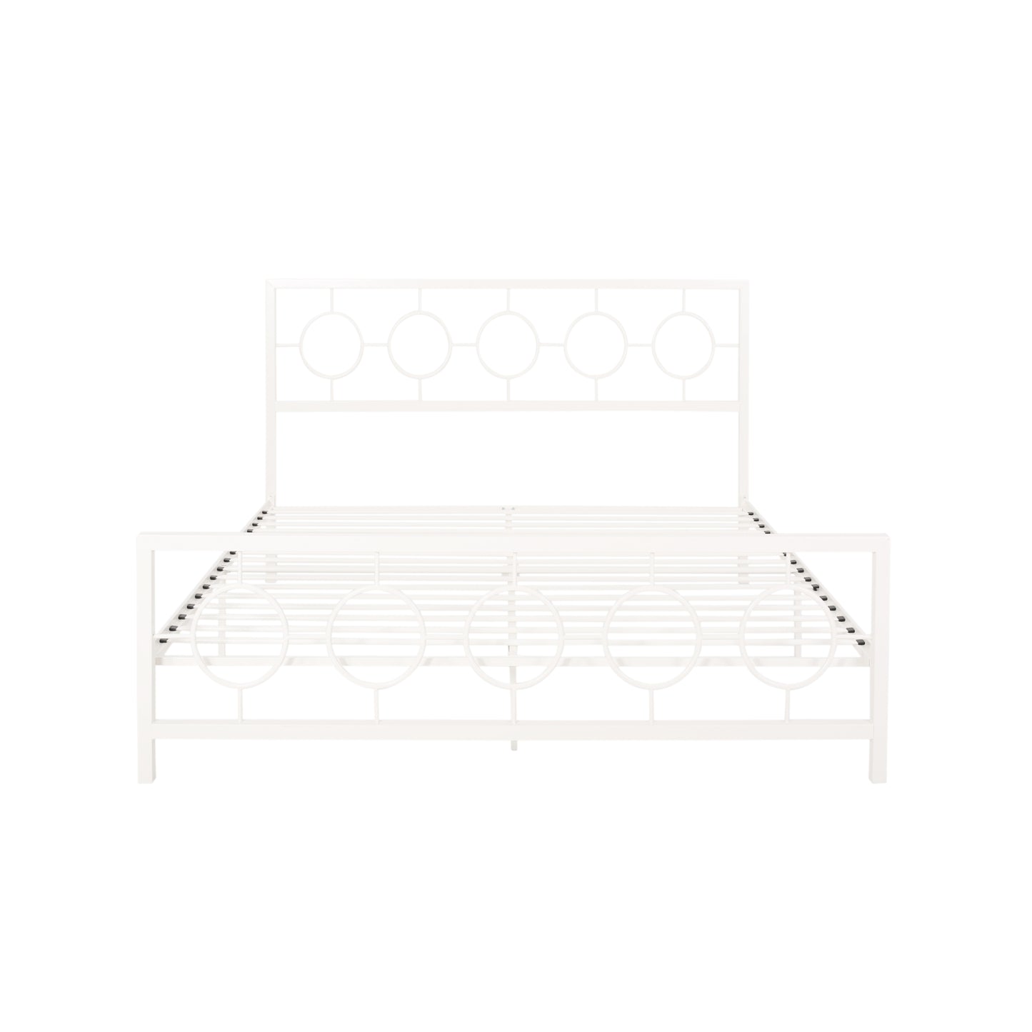 White King Classical Metal Bed | Circular Headboard & Storage Space
