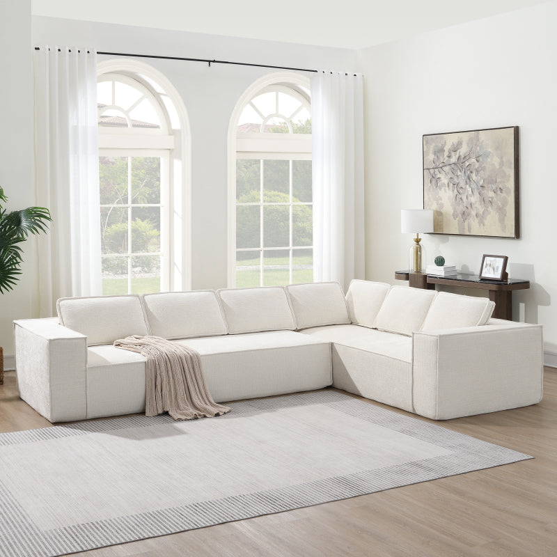 109" Modular L-Shape Sectional Sofa Set - 2PC Living Room Couch, Cream