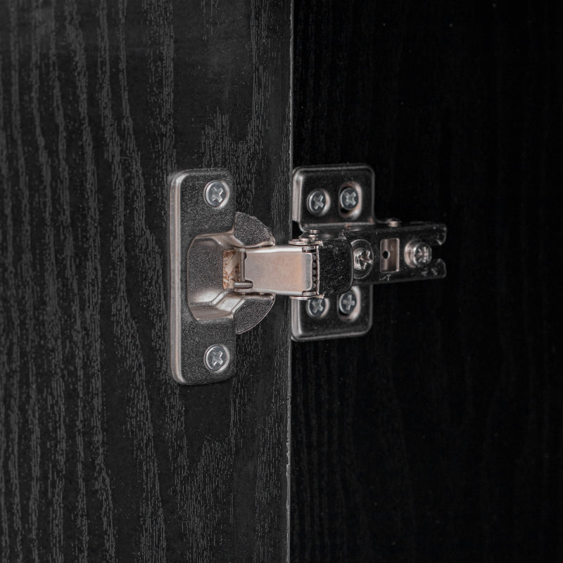 Black Farmhouse Buffet Sideboard with Door Shelves