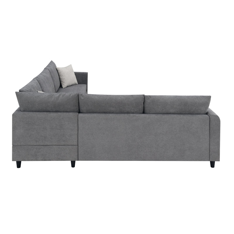 91" Modern L-Shape Sectional Sofa - Upholstered Couch with 3 Pillows