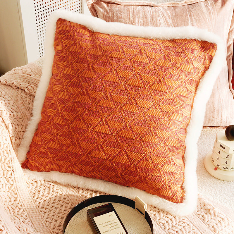 Red & Pink French Retro Pillow Cover – High-End Sofa Cushion – No Insert