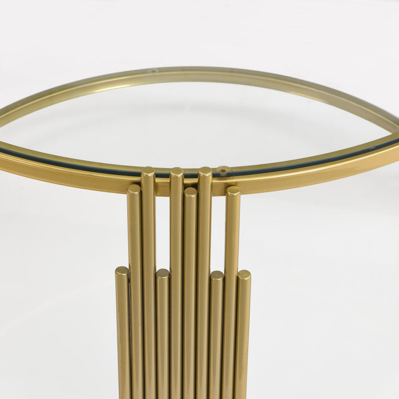 Asymmetrical Gold Coffee Table | Circular Base & Glass Top