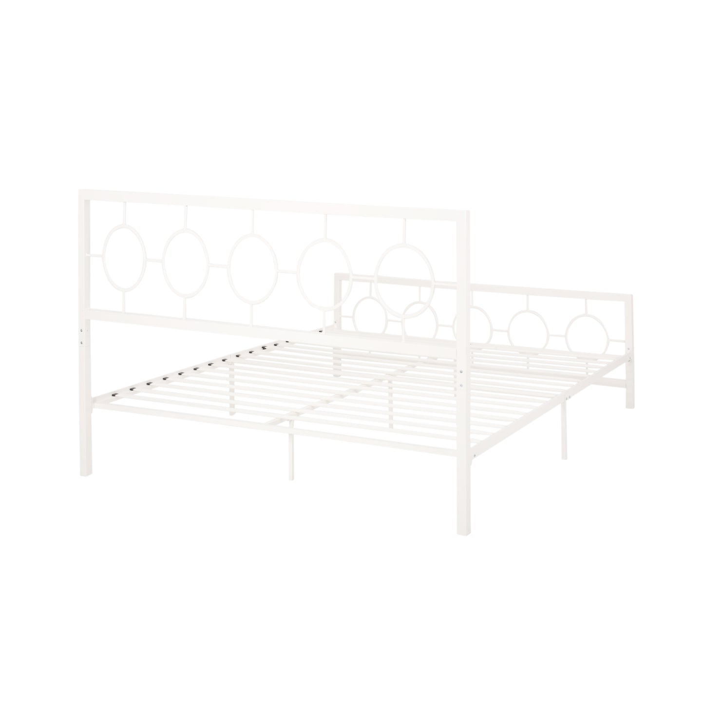 White King Classical Metal Bed | Circular Headboard & Storage Space