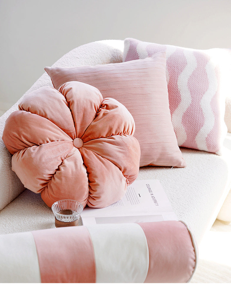 Ins Style Pink Cute Rabbit Pillowcase for Children's Bedroom Headboard Cushion Living Room Sofa Round Pillow