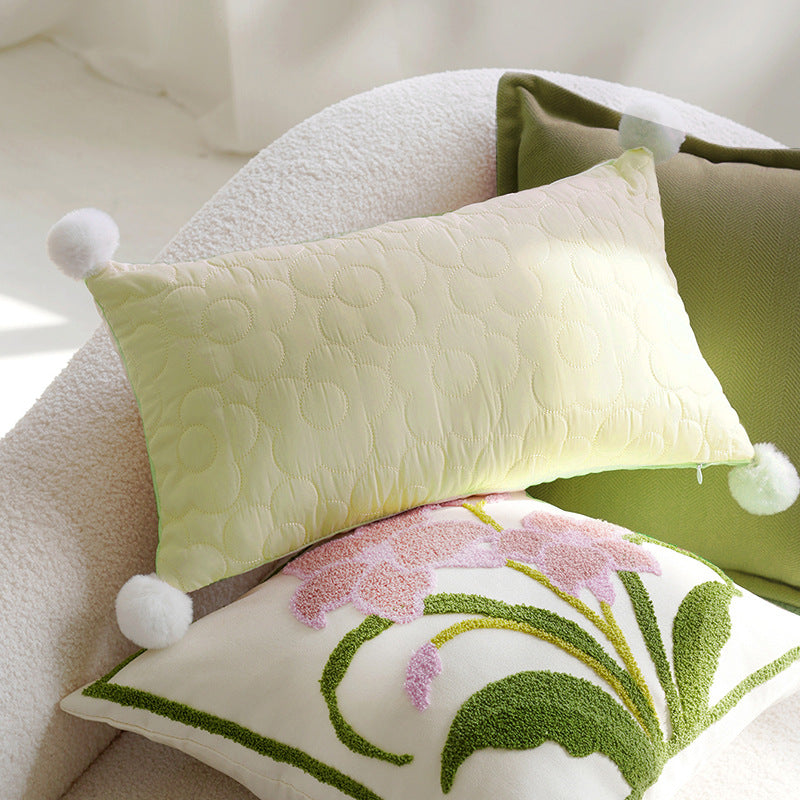 Green & Cream Wind Chime Pillow Cover – Cozy Sofa/Window Cushion – No Insert