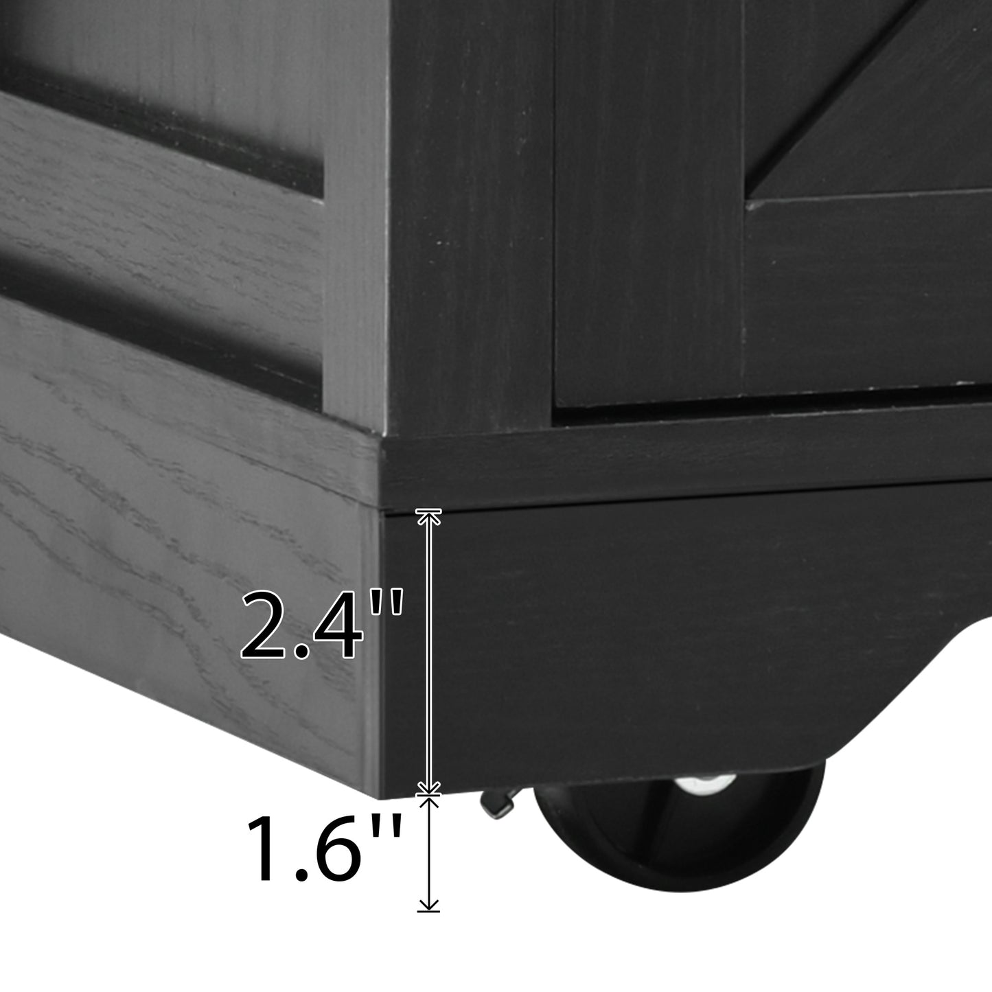 Black Rolling Kitchen Cart - 53.7" Island with Barn Doors & Storage