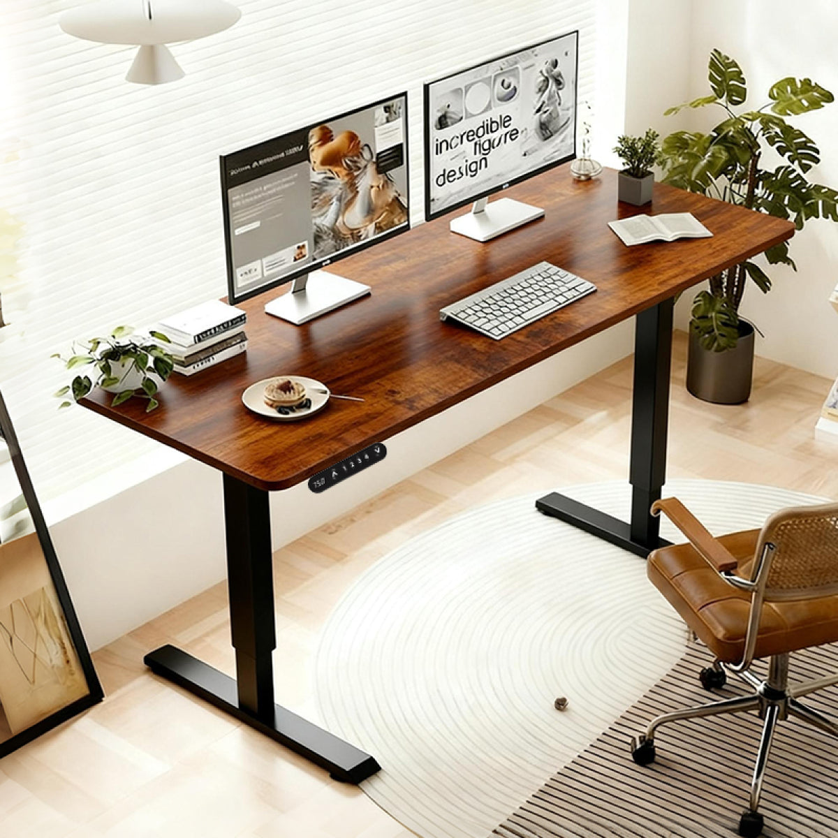 48" Electric Standing Desk Oak | Height Adjustable Office Table
