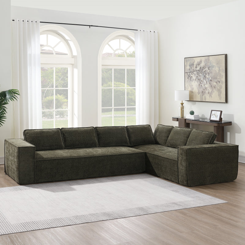 109" Modular L-Shape Sectional Sofa Set - 2PC Living Room Couch, Cream