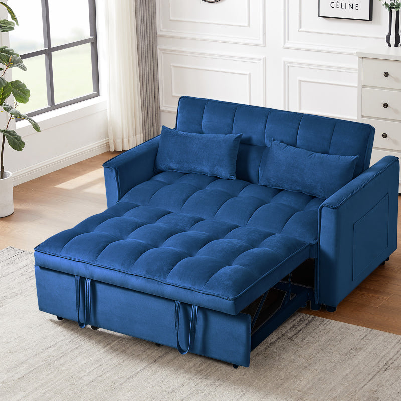 3-in-1 Convertible Sleeper Sofa | Black Velvet Pull Out Couch Bed
