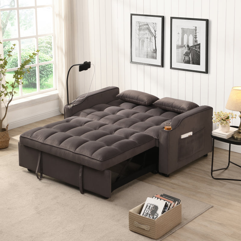 Modern Sofa Couch w/Pullout Bed,Small  with adjustable Reclining Backrest