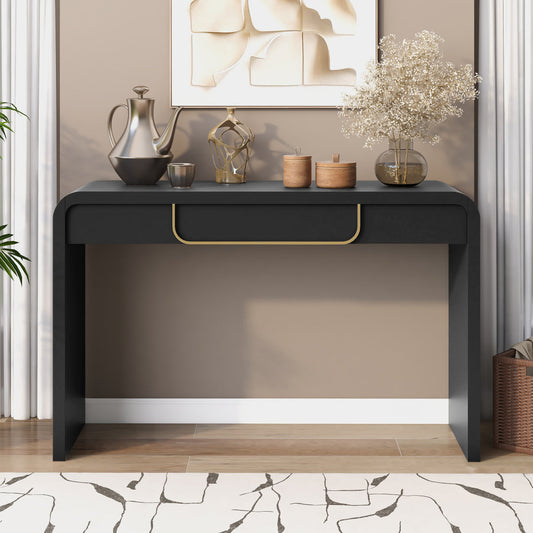 Black Narrow Wood Console Table with Storage | Entryway & Sofa Table