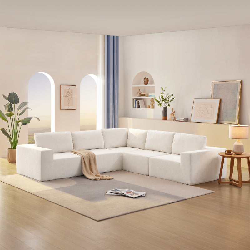 109" Modular L-Shape Sectional Sofa Set - 2PC Living Room Couch, Cream
