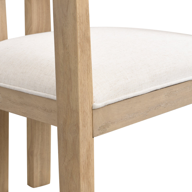 Dining Chair With Armrest-Light Ash+Beige