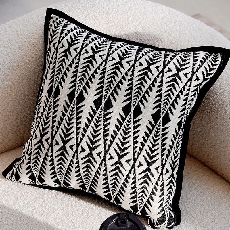 French Forest Checkerboard Pillow Cover – Black & White Ins Style Throw Cushion for Sofa, Bay Window, or Bed – Cover Only