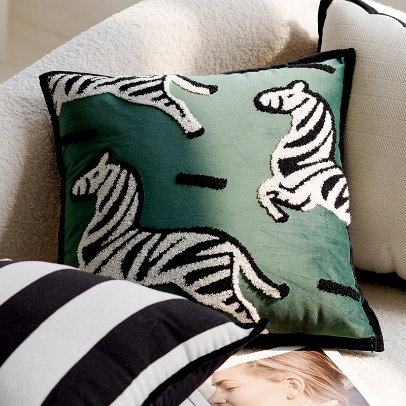 Retro Pony Embroidered Pillow Cover – Nordic Luxury Sofa Cushion – No Insert