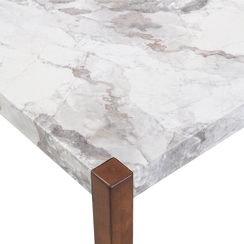 4-Piece Modern Dining Set - Faux Marble Table with 2 Chairs & Bench