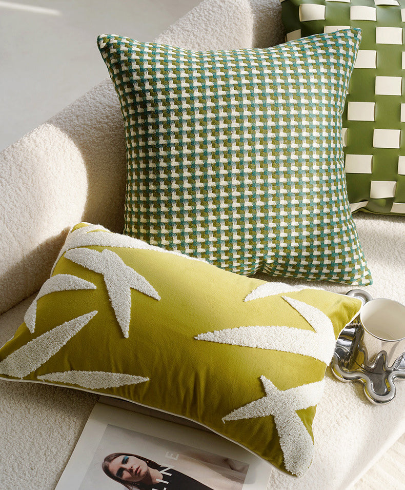 Green Bird Luxury Living Room Cushion Office Pillow Cover Pillowcase Homestay Sofa Waist Pillow Bay Window Cushion Bed