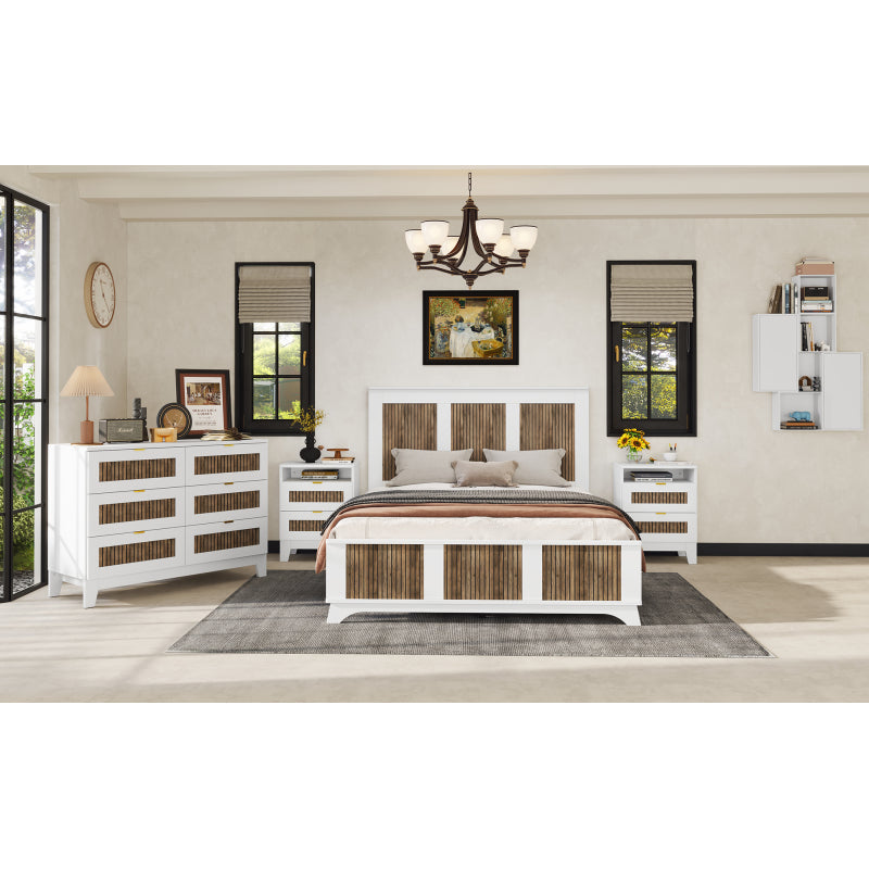 4-Piece Queen Bed Set | Platform Bed w Storage, Nightstand & Dresser