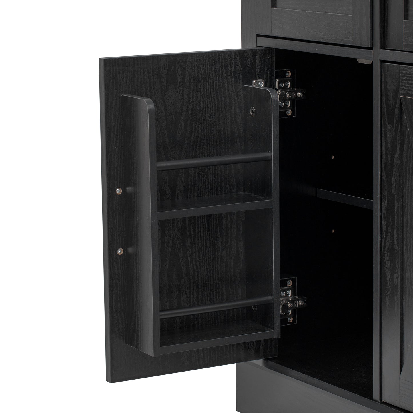 Black Farmhouse Buffet Sideboard with Door Shelves