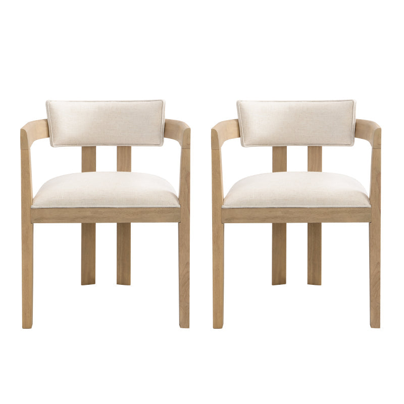 Dining Chair With Armrest-Light Ash+Beige