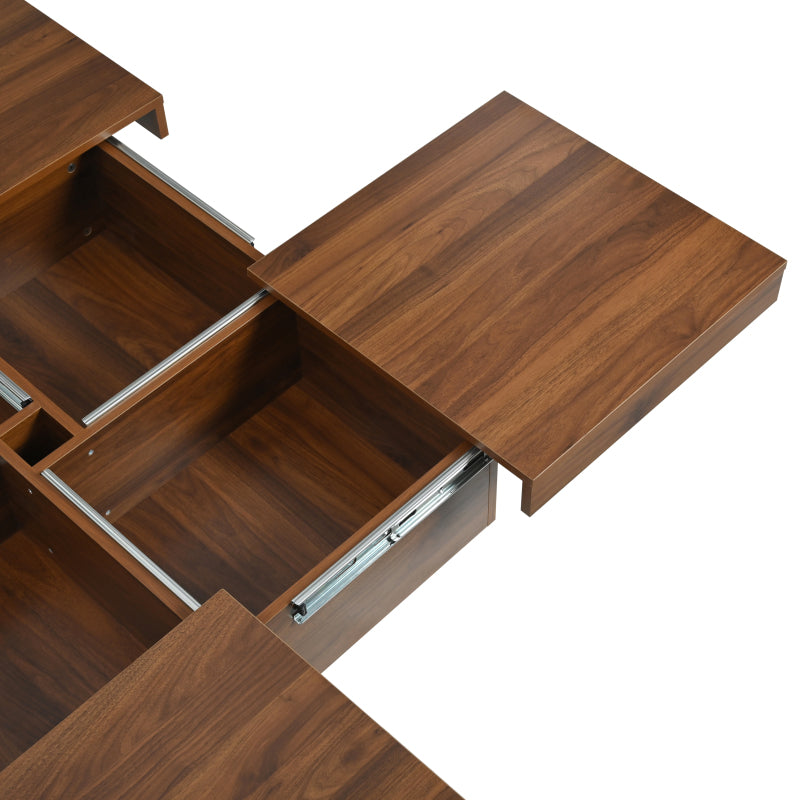 Square Veneer Coffee Table Sliding Top with Storage in Walnut 39.4''