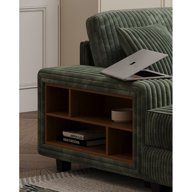U-Shaped 4 Seat Corduroy Sectional Sofa, Green