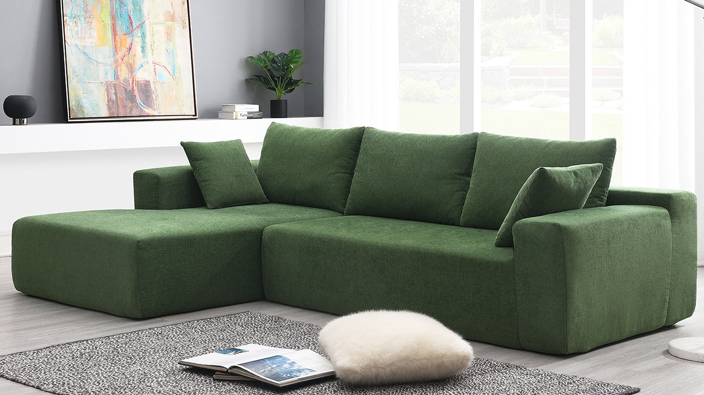 109" Modular L-Shape Sectional Sofa Set - 2PC Living Room Couch, Cream