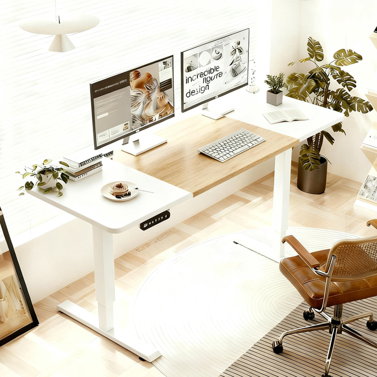 48" Electric Standing Desk Oak | Height Adjustable Office Table