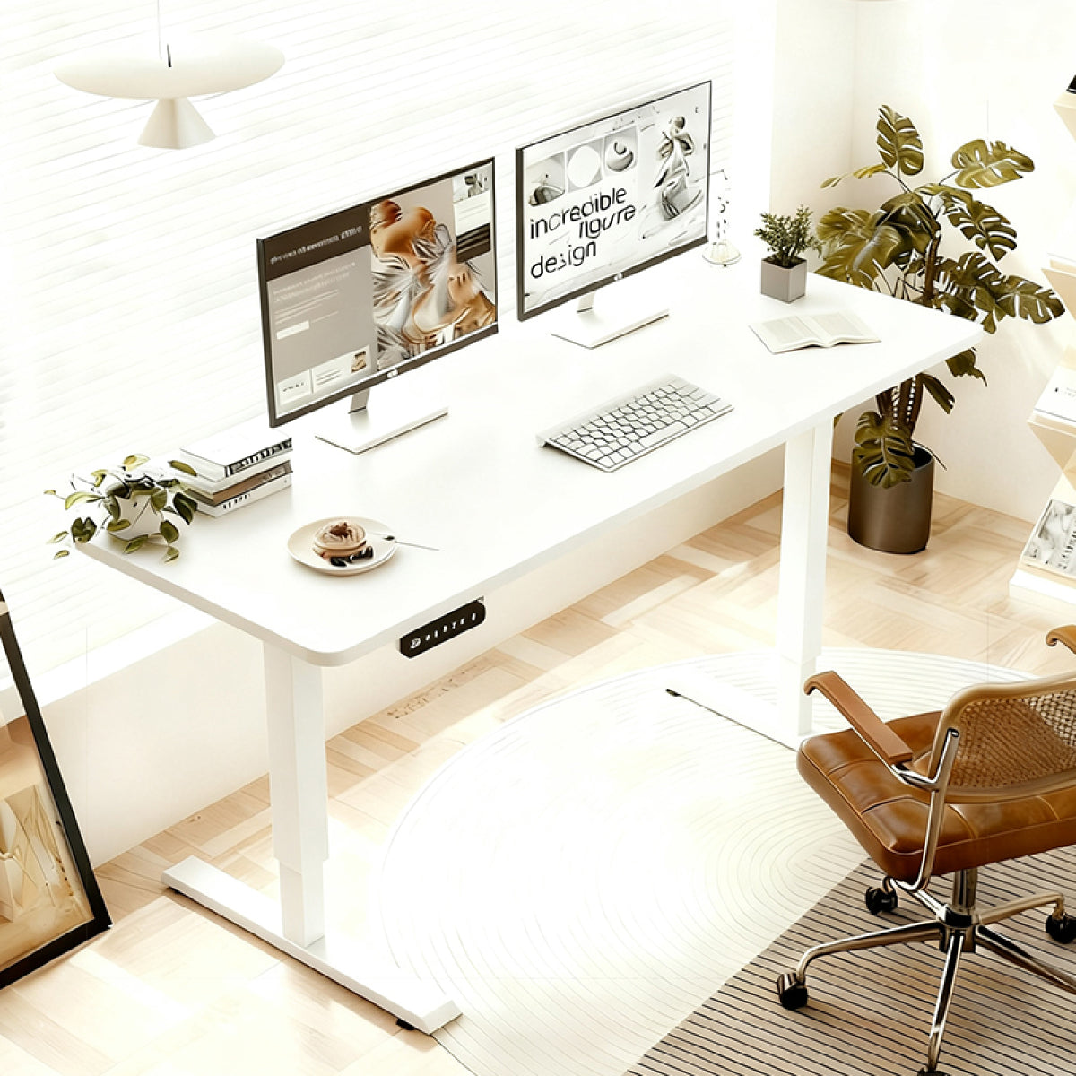48" Electric Standing Desk Oak | Height Adjustable Office Table