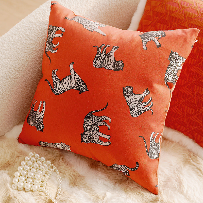 French Style Light Luxury High-End Black Living Room Sofa Cushion Vintage Cushion Rose Red Bay Window Cushion Lumbar Pillow