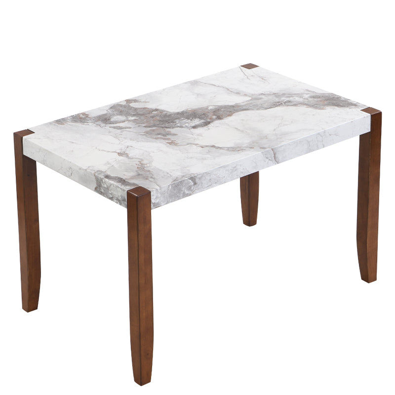4-Piece Modern Dining Set - Faux Marble Table with 2 Chairs & Bench