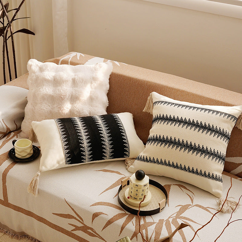 Cream Color Pillowcase High-end Retro Style Brown French Light Luxury Sofa Living Room Bed Lumbar Pillow Cushion with Core