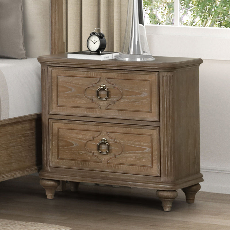 Rustic Oak 3-Piece Queen Bed Set | Solid Wood w/ Unique Legs & USB Ports