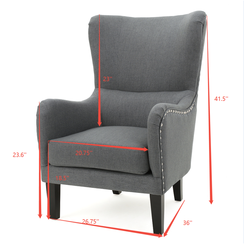 Hi-Back Studded Arm Chair: Elegant Seating for Living Room & Study