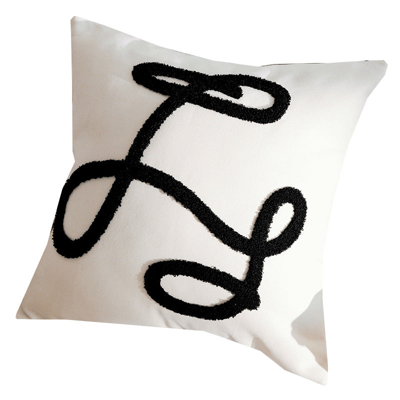 French Forest Checkerboard Pillow Cover – Black & White Ins Style Throw Cushion for Sofa, Bay Window, or Bed – Cover Only