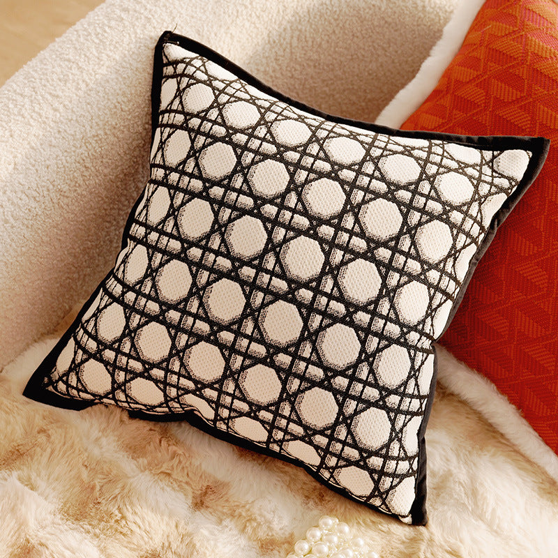 French Style Light Luxury High-End Black Living Room Sofa Cushion Vintage Cushion Rose Red Bay Window Cushion Lumbar Pillow