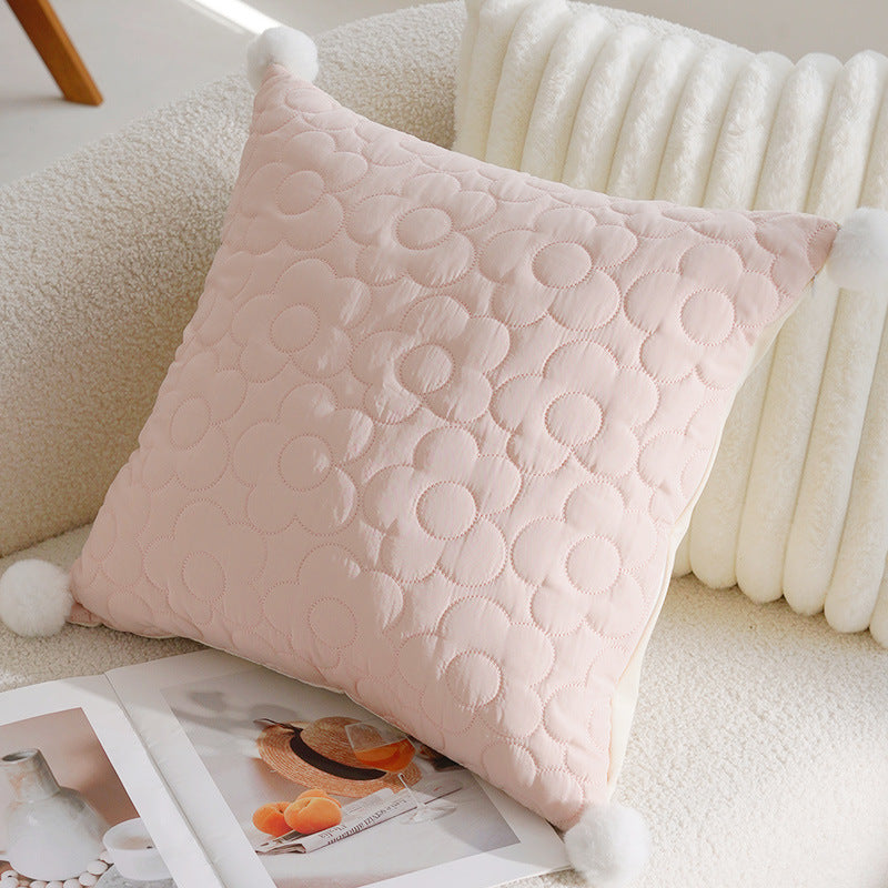 Pink Pastoral Pillow Cover – French Cream Style Cushion for Sofa or Bed – No Insert
