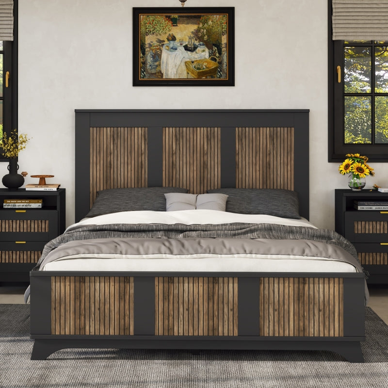 4-Piece Queen Bed Set | Platform Bed w Storage, Nightstand & Dresser